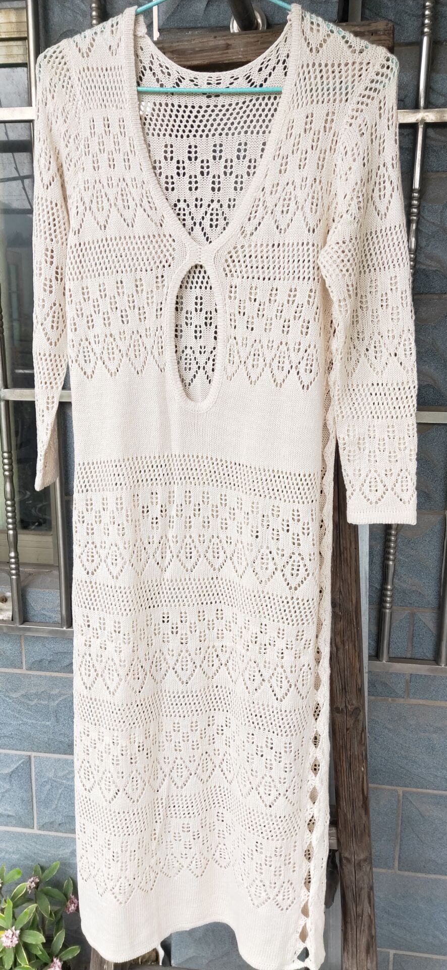 Crochet Yuka Cover Up Midi Dress Peach