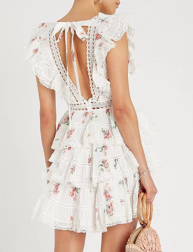 Cotton Alessia Eyelet Tie Dye Crochet Tassel Dress