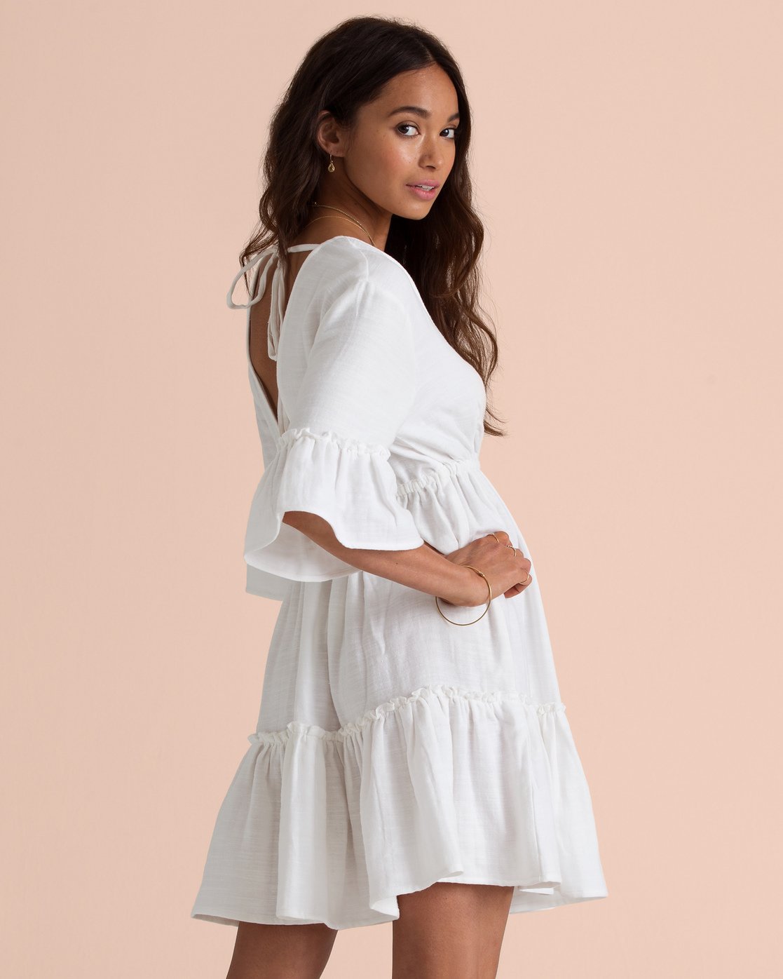 Cotton Yolanda Eyelet Tiered Babydoll Dress