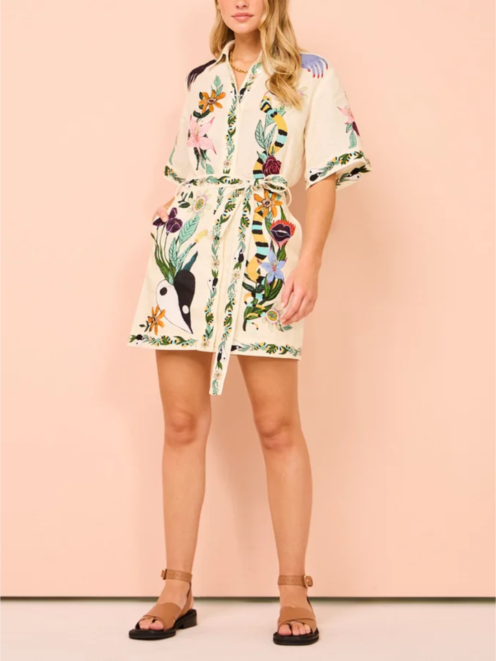 Contemporary Sophisticated Feel Satin Unique Print Mini Dress