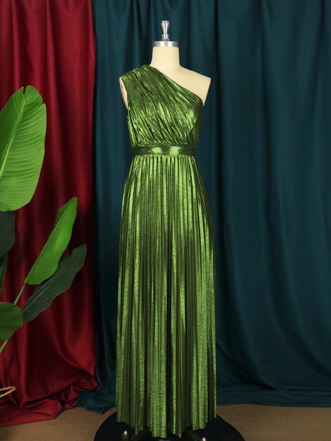 Backless Pleated High Waist Side Zipper Large Swing Dress Party Maxi Dress Maxi Dress