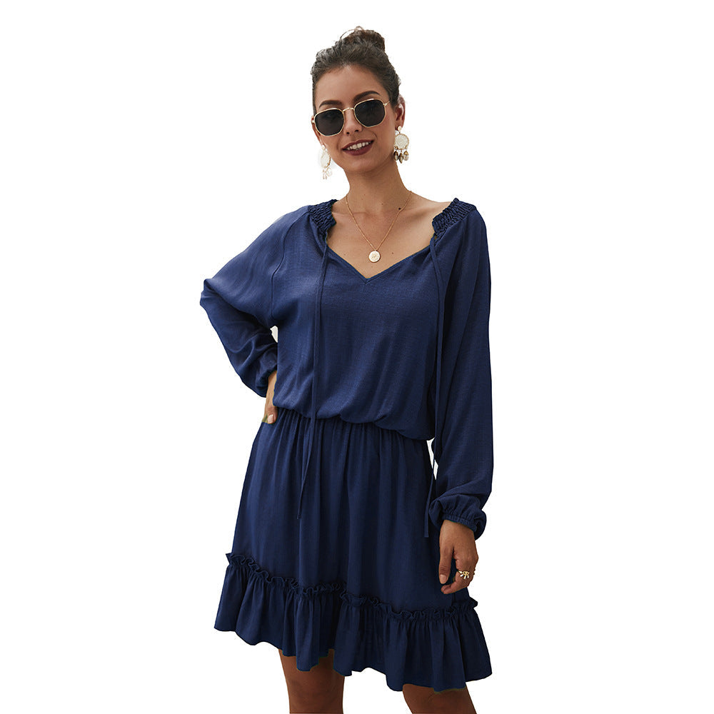 Ruffle Marta Tiered Dress Navy