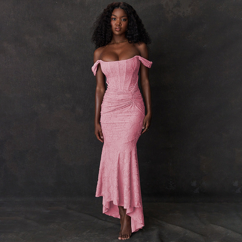 Printed Strap Tube Top Dress Graceful Backless Fishtail Dress Maxi Dress