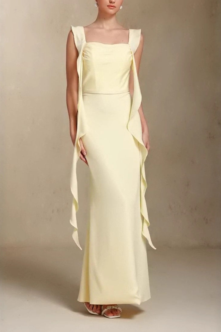 Graceful U Neck Sash Maxi Mermaid Prom Dress