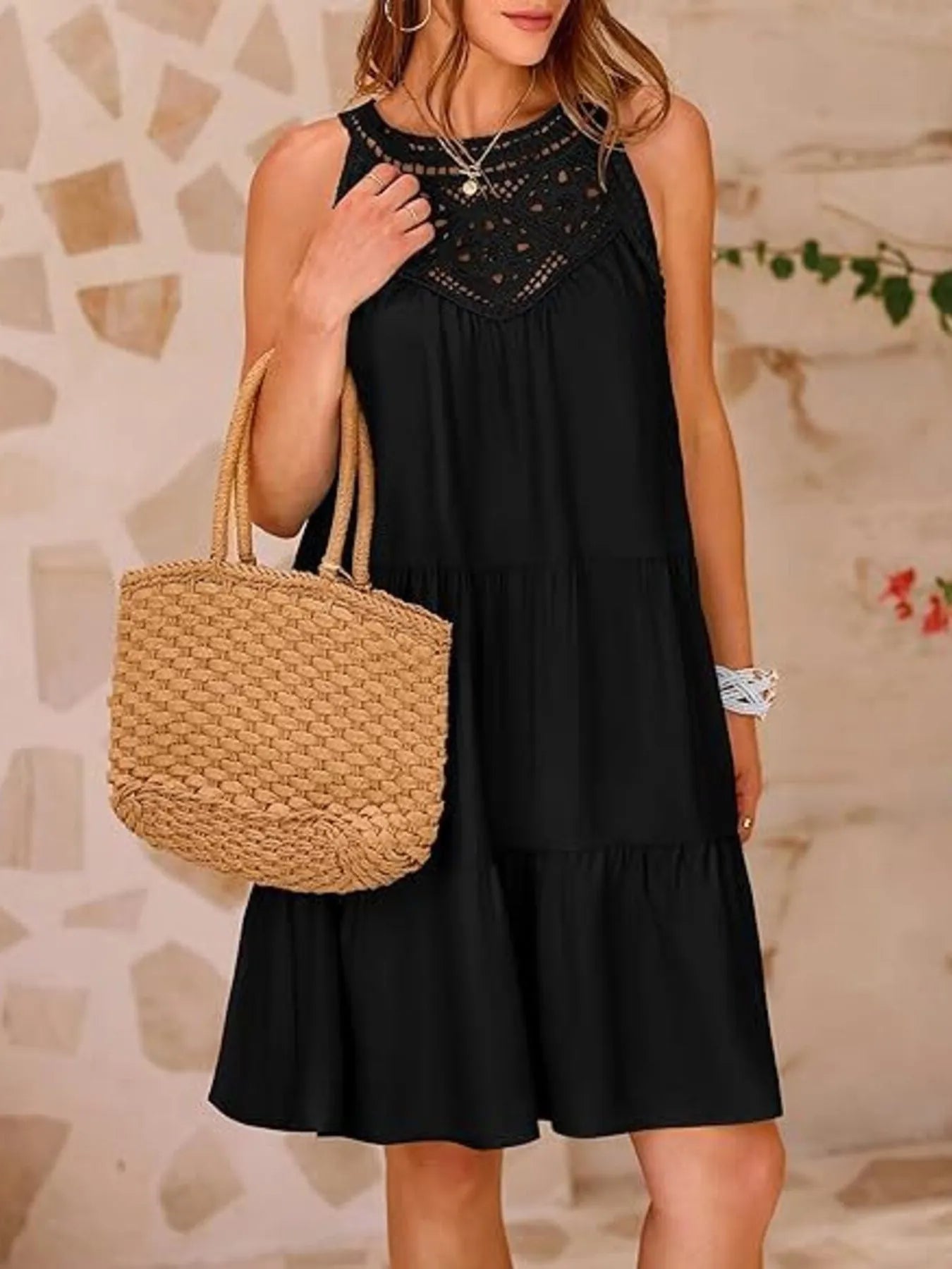 Minimalist Desiree Sleeveless Lace Mini Dress Elevated Occasion Wear