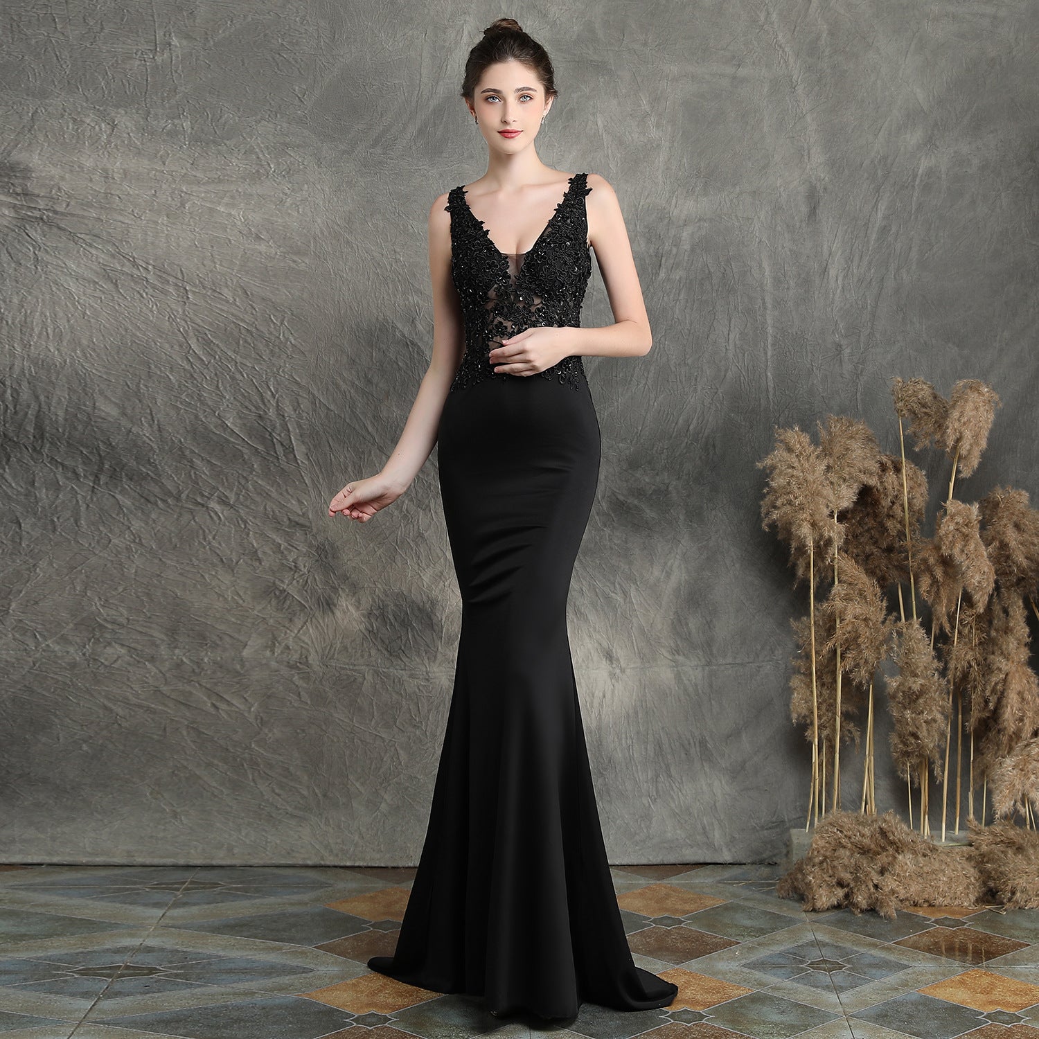 Handmade Applique Beaded Toast Clothing Bride Extended Appreciation Dinner Slim-Fit Fishtail Wedding Evening Dress Formal Gown