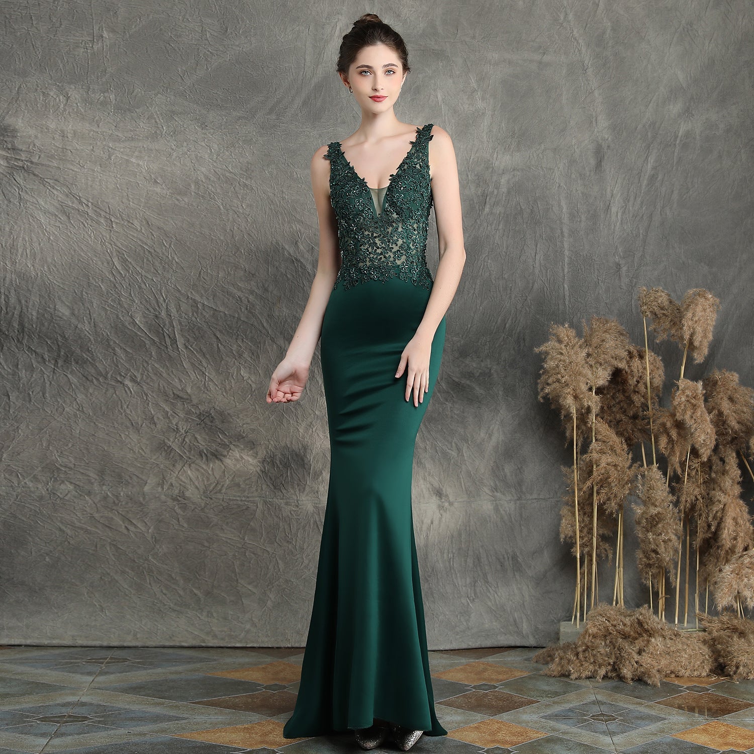 Handmade Applique Beaded Toast Clothing Bride Extended Appreciation Dinner Slim-Fit Fishtail Wedding Evening Dress Formal Gown