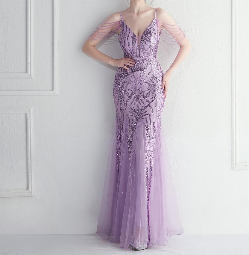 Beaded Bridal Wedding Dinner Extended Camisole Evening Dress