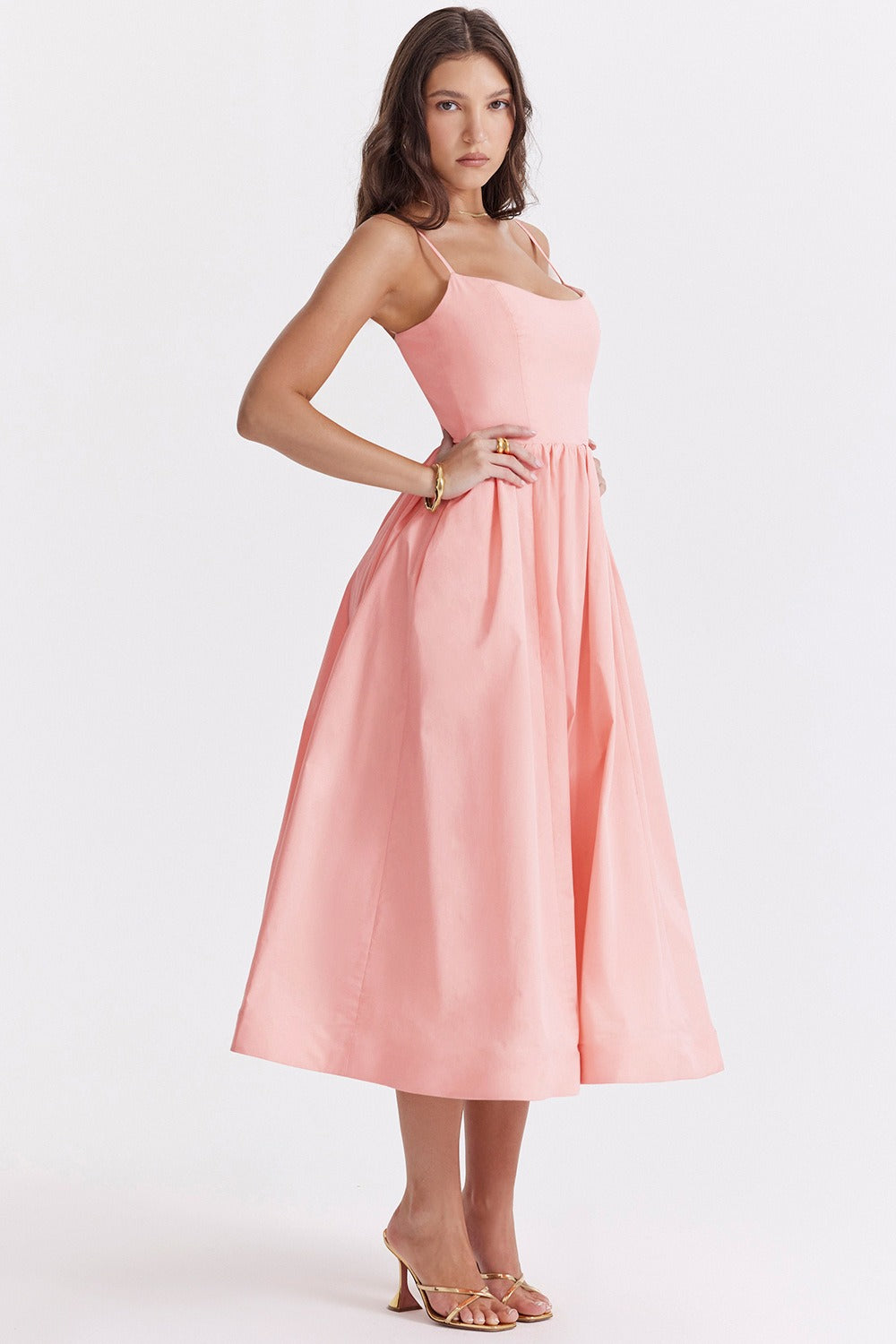 Solid Chic Backless Spaghetti Strap Swing Prom Dress