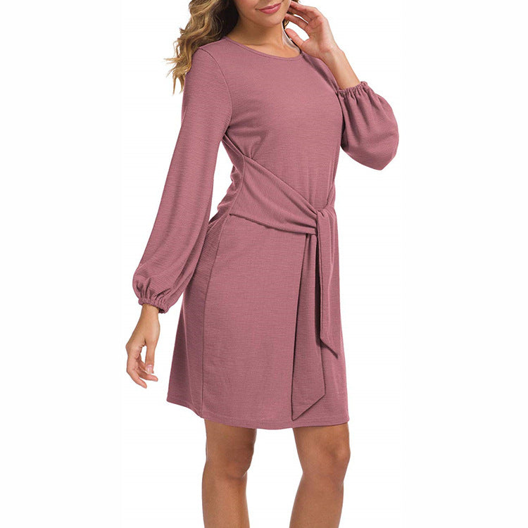 Tie Mithra Front Knit Dress Dusty Pink