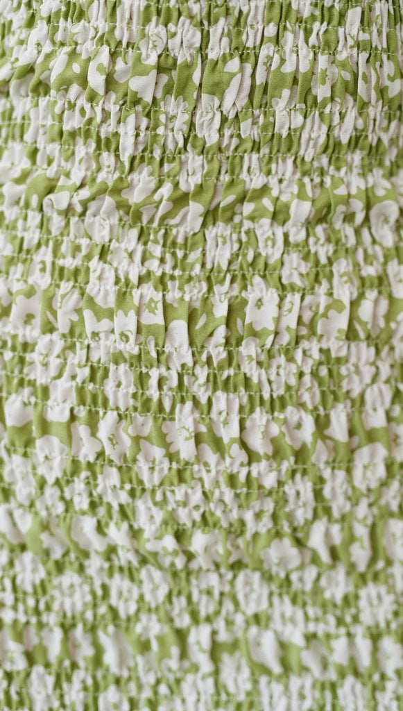 Low Lay Smocked Gingham Tie Front Dress Sage
