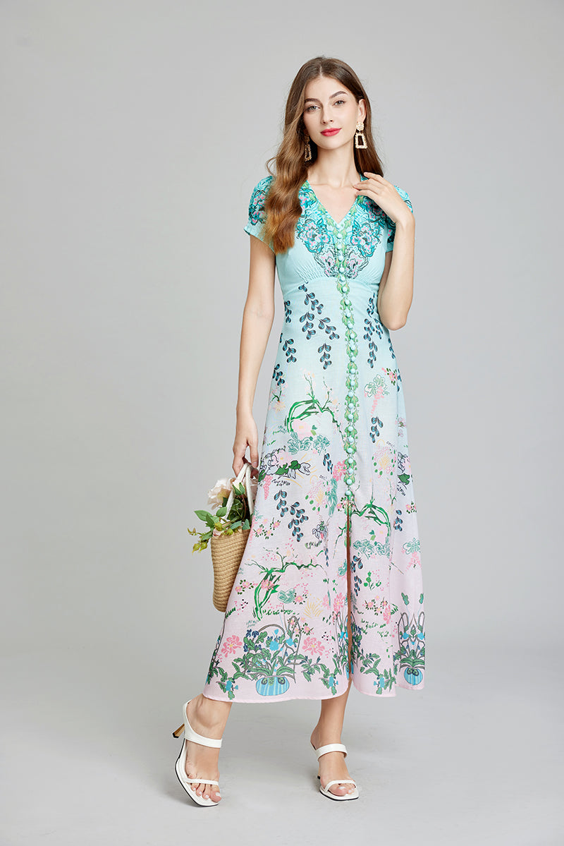 Printed Daily Refined A Line Maxi Dress