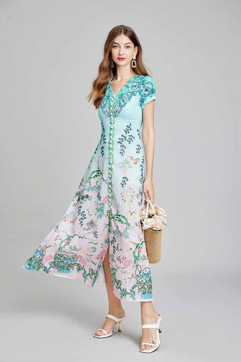 Printed Daily Refined A Line Maxi Dress