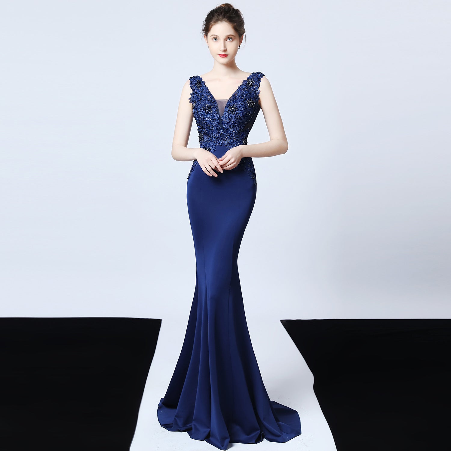 Wedding Handmade Applique Beaded Toast Clothing Bride Extended Appreciation Dinner Slim-Fit Fishtail Evening Dress Formal Gown