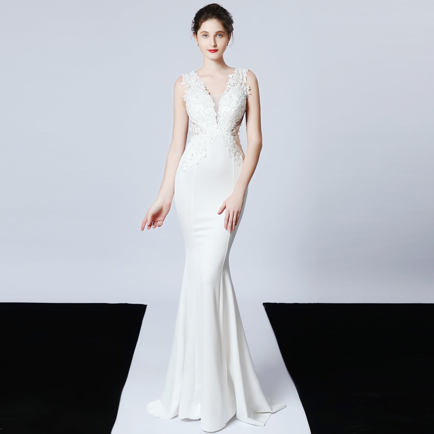 Wedding Handmade Applique Beaded Toast Clothing Bride Extended Appreciation Dinner Slim-Fit Fishtail Evening Dress Formal Gown