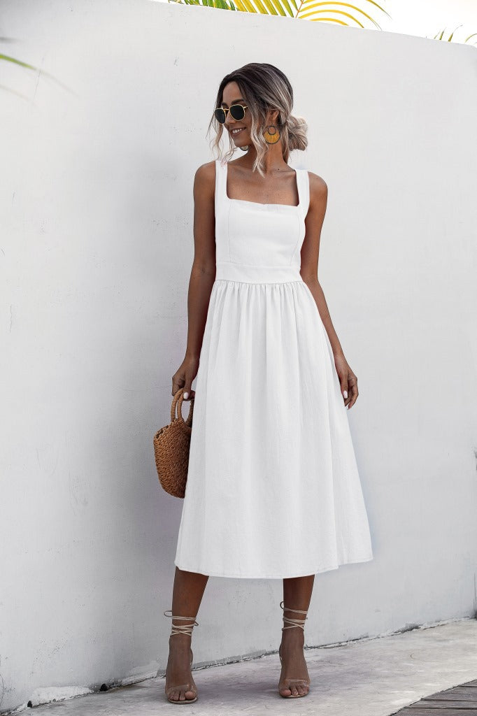 Cotton Teagan Tiered Babydoll Dress Off White