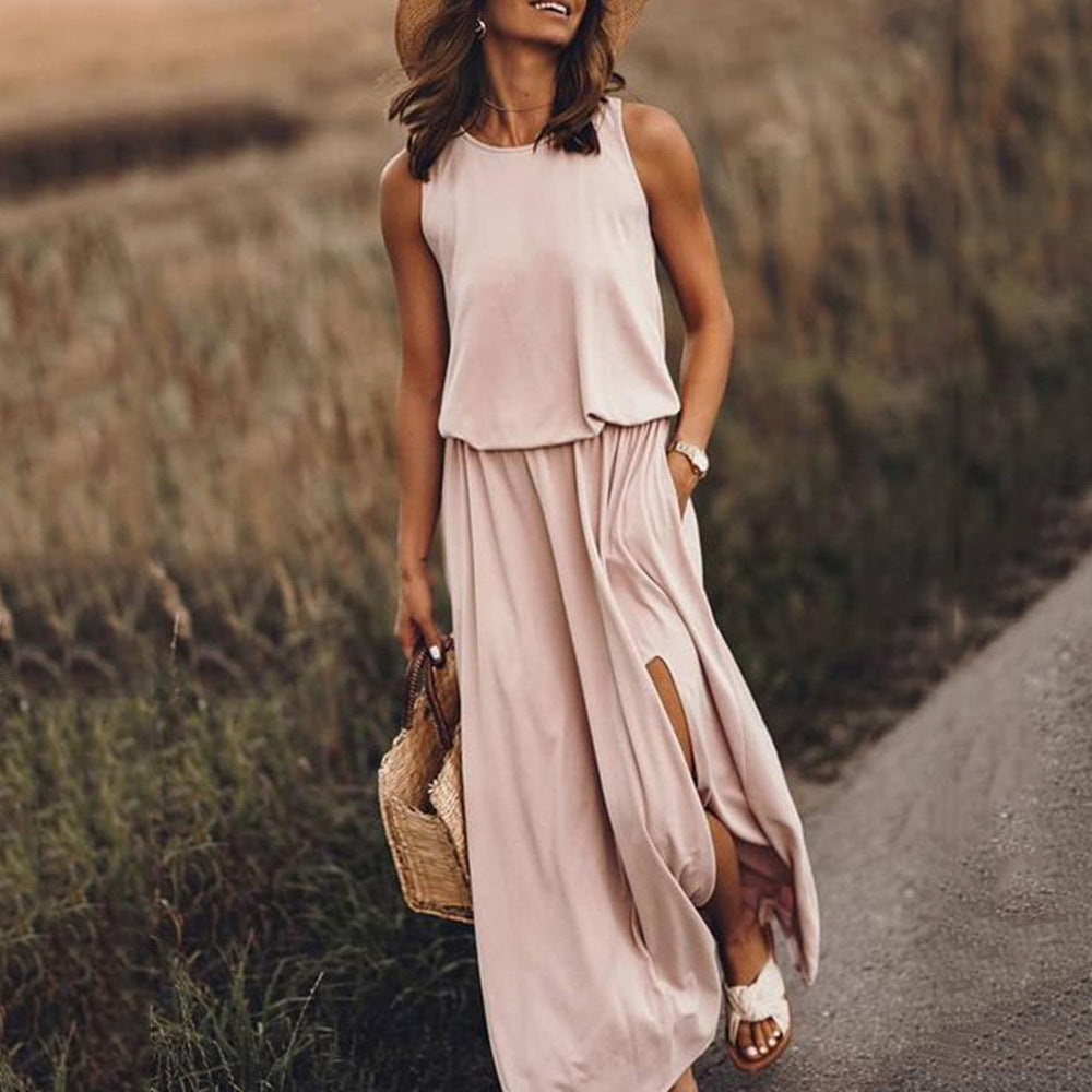 Satin Soleia Cowl Neck Midi Dress Dusty Peach