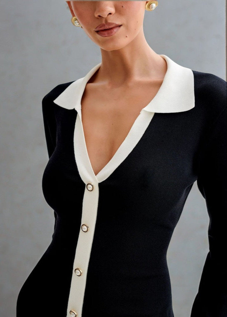 Contrast Celeste Trim Knit Dress