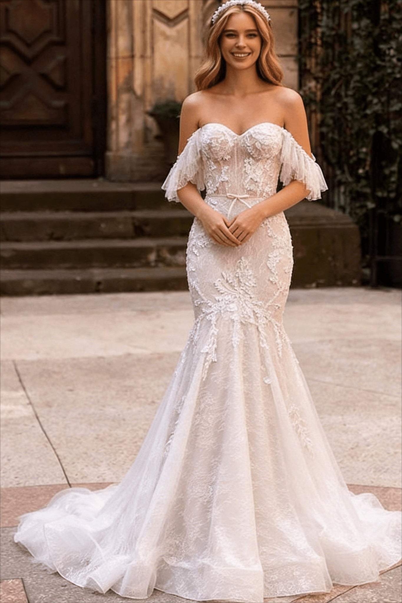 Retro Lace Fit Flare Wedding Dress