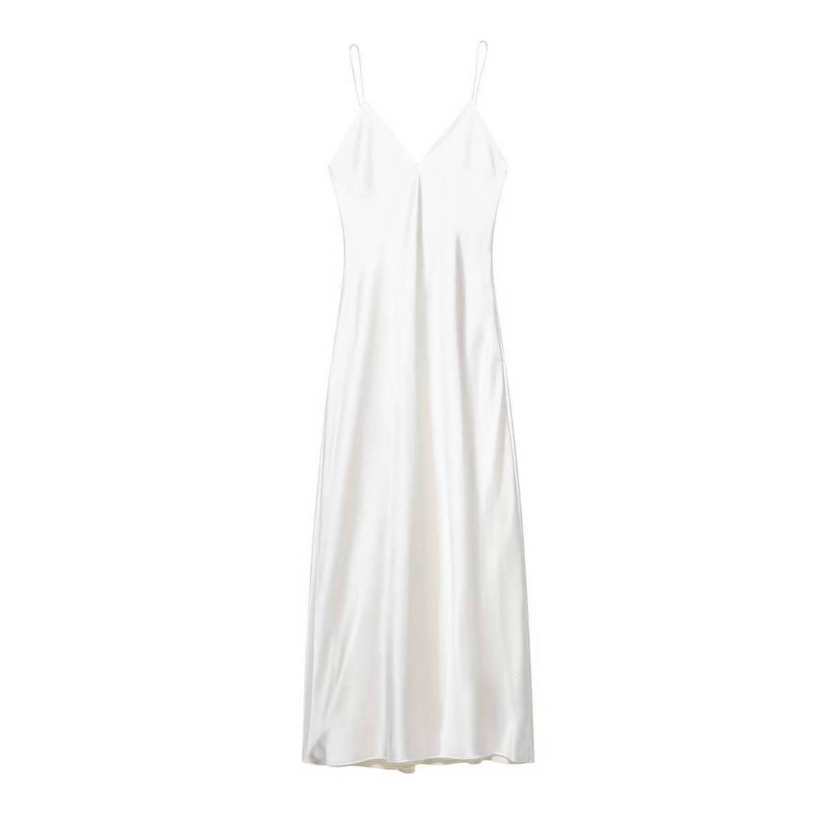 Women Clothing Summer Light Upscale High Texture Silk Satin Texture Midi Dress