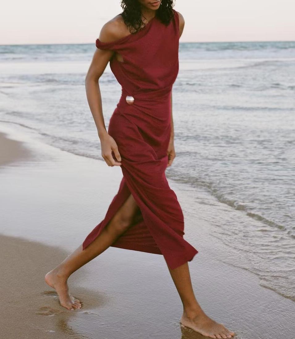 Summer Women Clothing Attractive Pleated Midi Dress