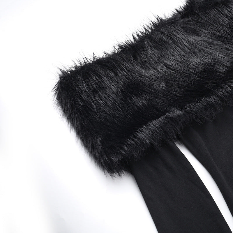Fur Onyx Midi Dress Black