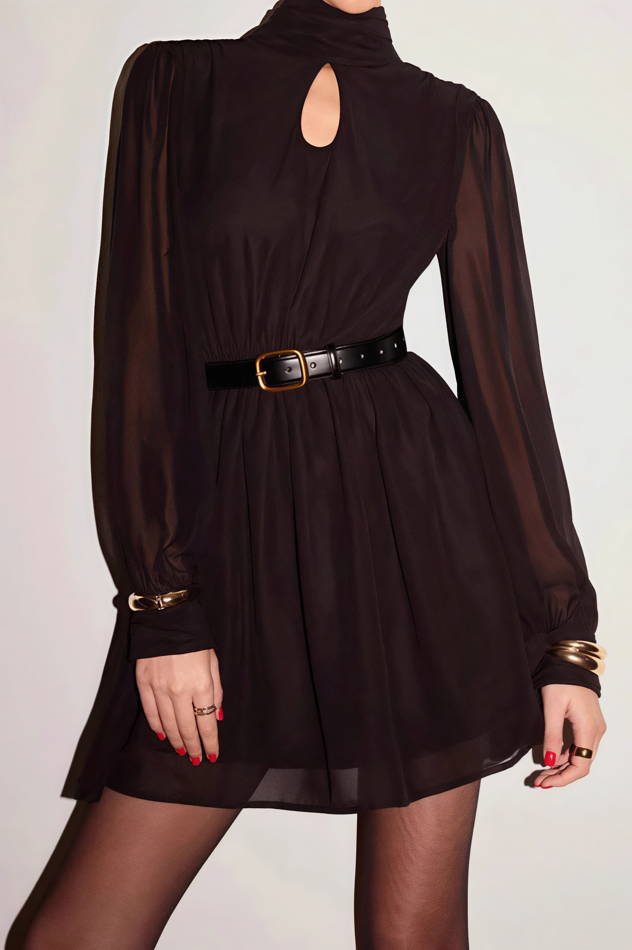 Long Backless Sleeve Mini Dress