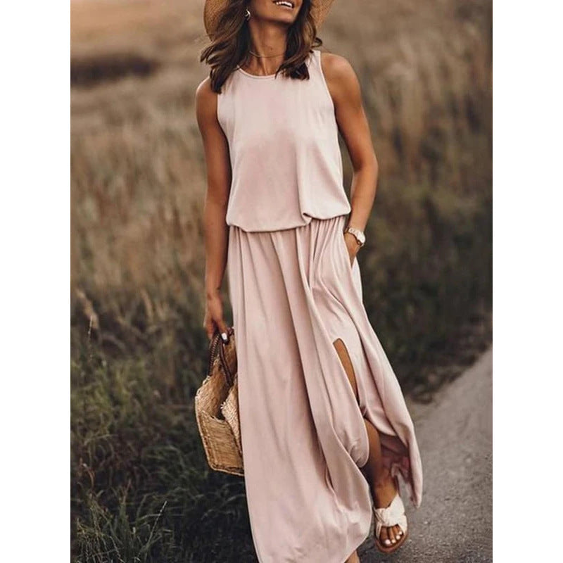 Satin Soleia Cowl Neck Midi Dress Dusty Peach