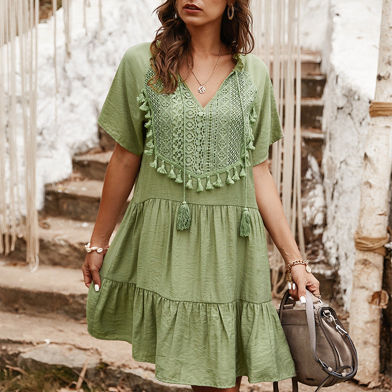 Karma Good Cotton Tiered Babydoll Tunic Sage