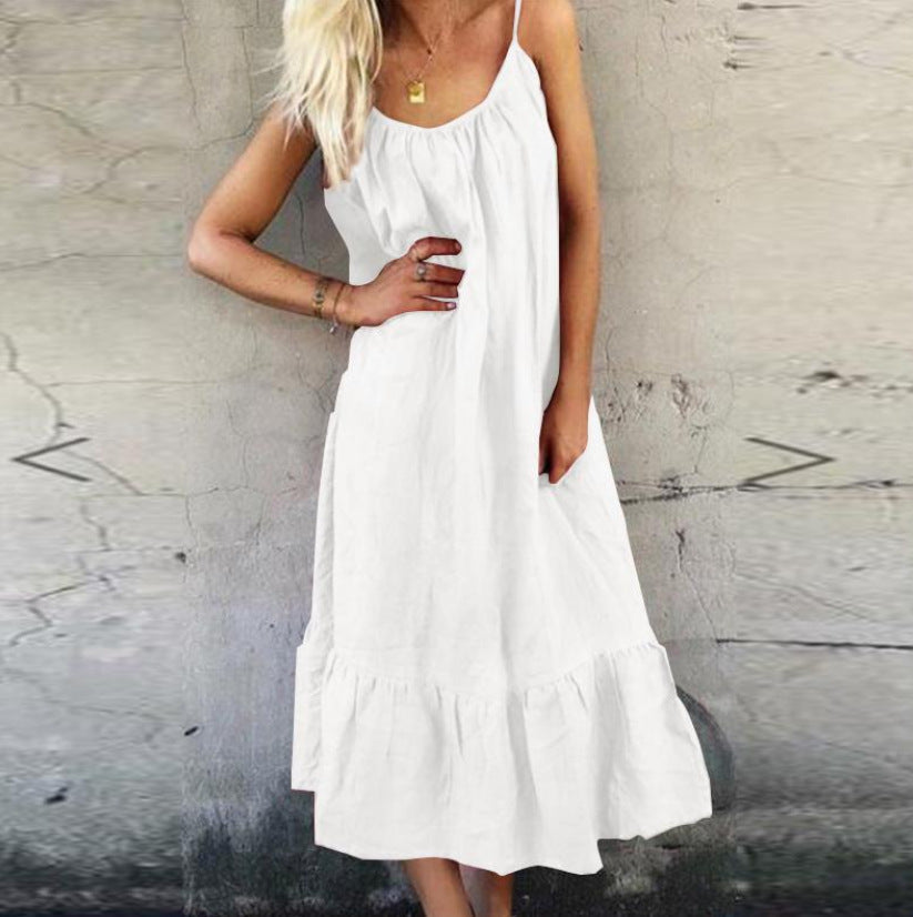 Cotton Vasya Tassel Slit Midi Dress