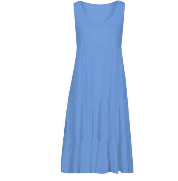 Cotton Teagan Tiered Babydoll Dress Blue