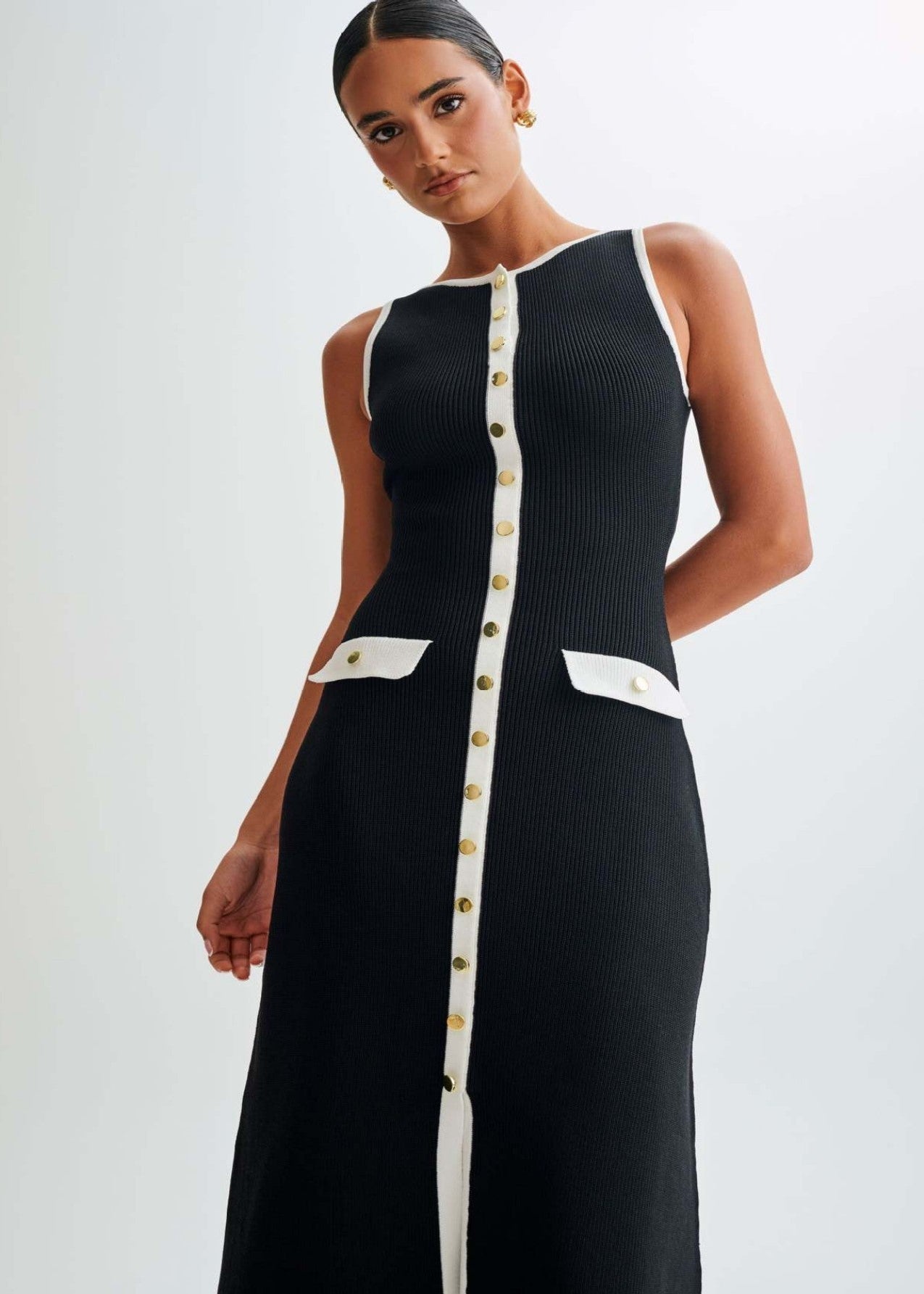 Contrast Valeria Trim Midi Dress