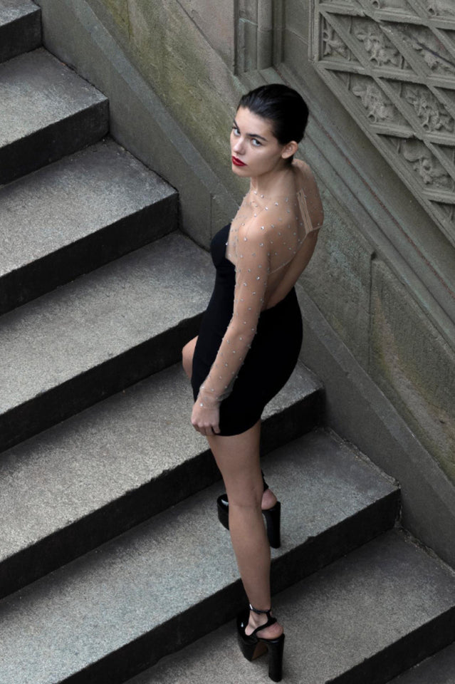 Crystal Aarohi Mesh Mini Dress