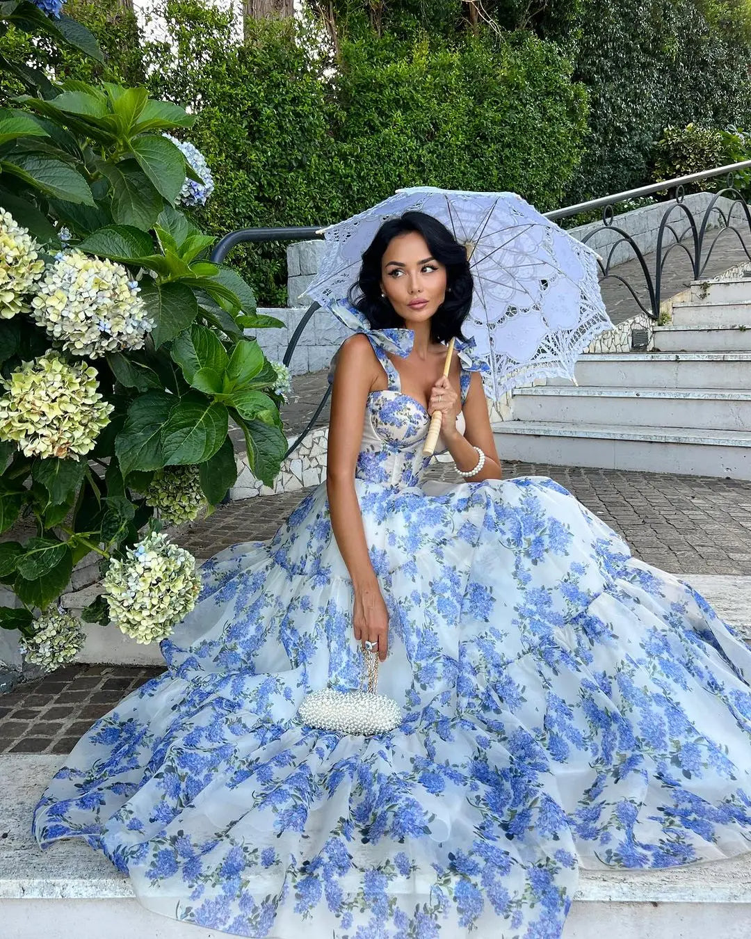 Sophia Blossom - Refined Floral Tie-Strap Maxi Dress