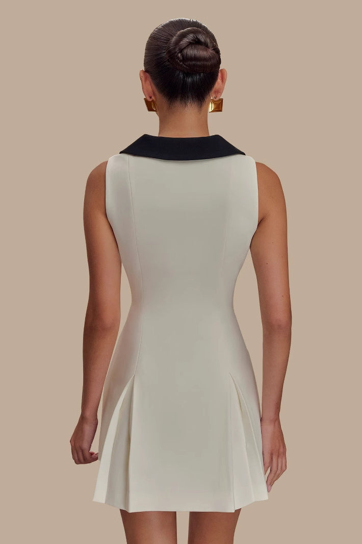 Sleeveless Lapel Belted Midi Dress