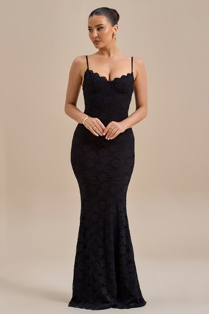 Backless Edition Bodycon Cami Maxi Lace Dress