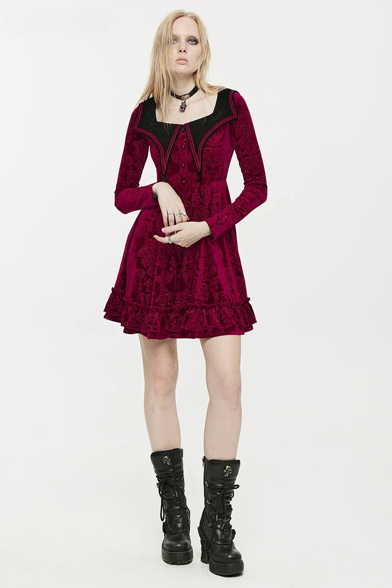 Bat Gothic Shaped Velvet Mysterious Mini Dress
