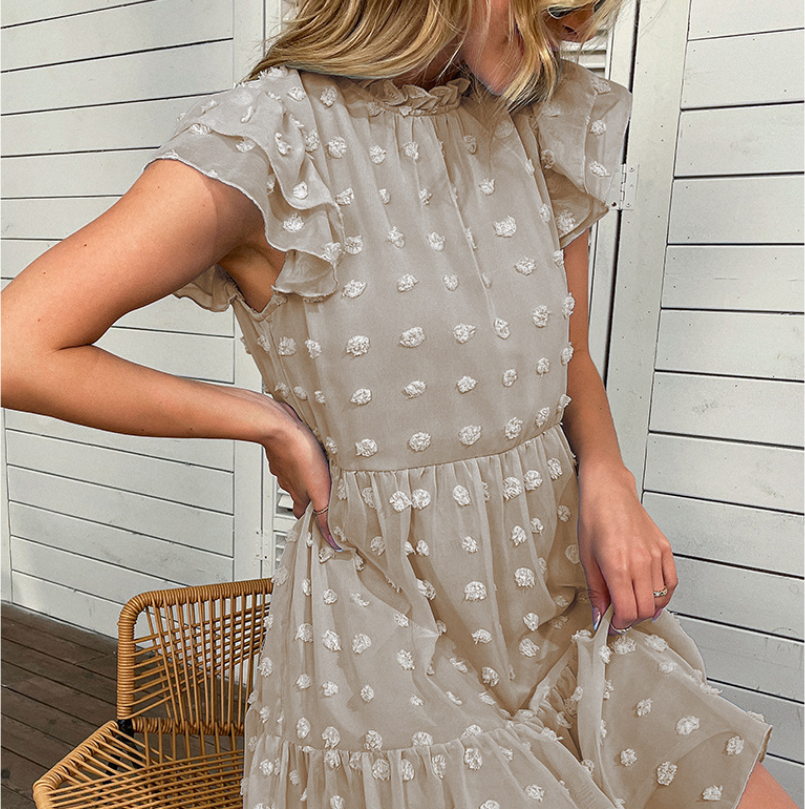 Puff Florrie Sleeve Pom Babydoll Dress