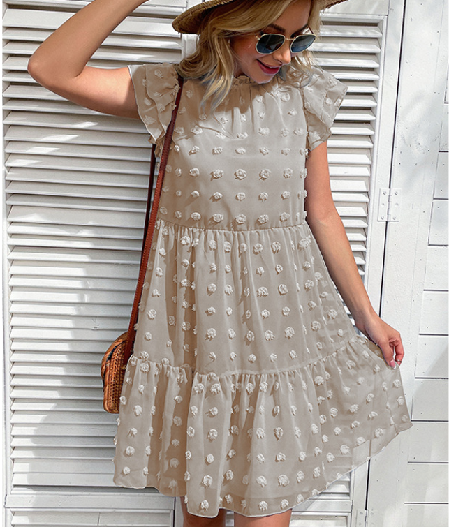 Puff Florrie Sleeve Pom Babydoll Dress