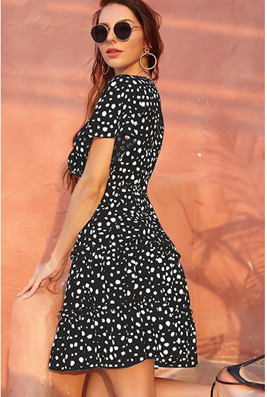 Printed Jaleah Satin Wrap Dress FINAL
