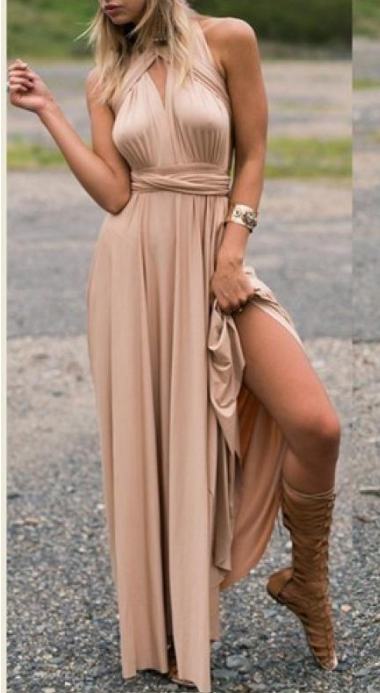 Smocked Udelle Halter Midi Dress Toffee FINAL