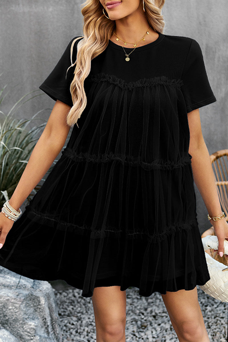 Adria Premium Short Sleeved Relaxed Mini Dress Wardrobe Essential