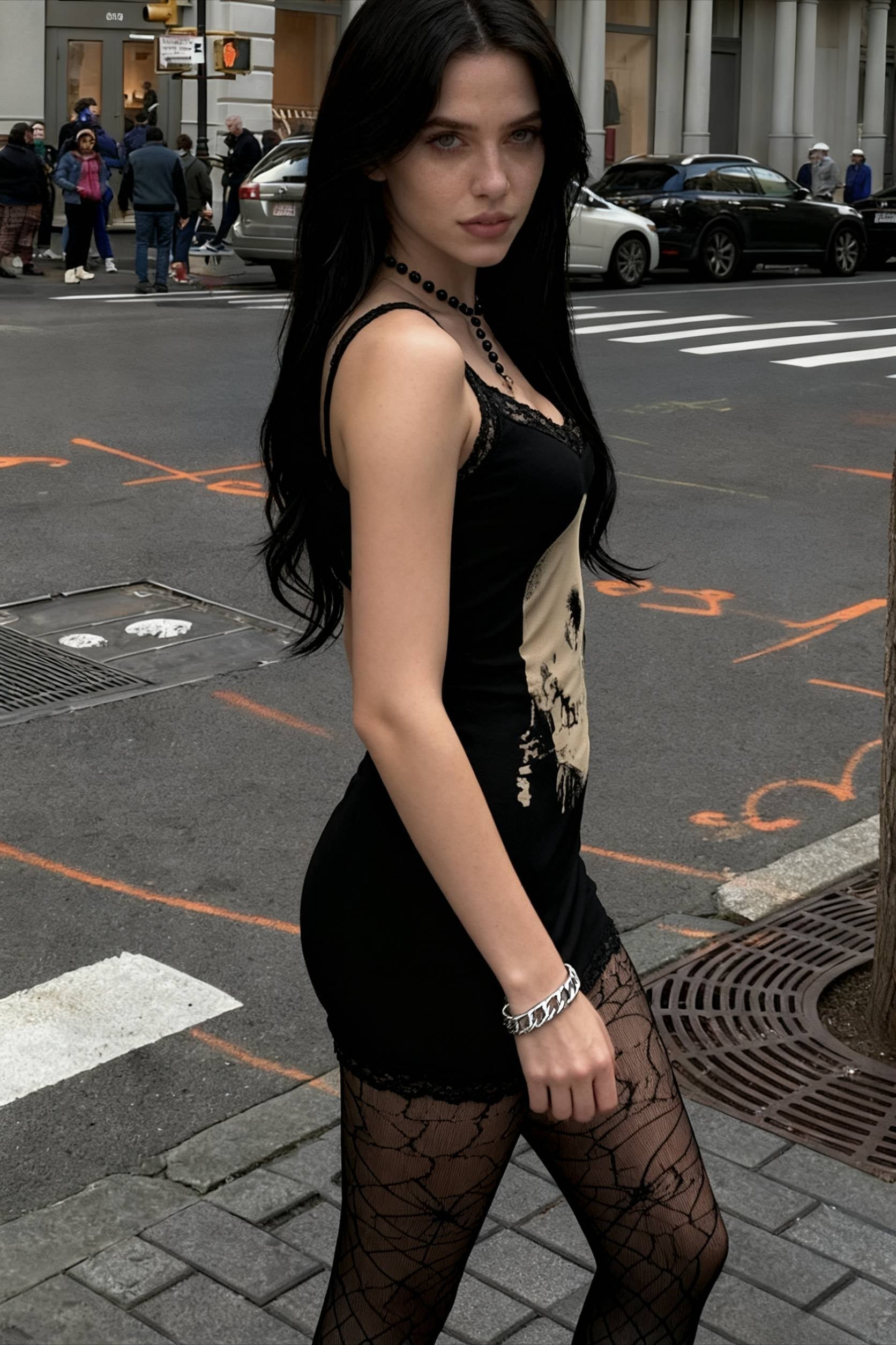 Print Skull Straps Mini Dress