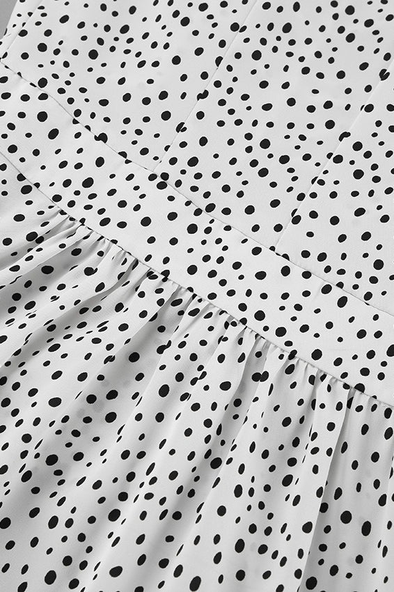 Polka Edition Dot Floral VNeck Puff Sleeve Maxi Dress
