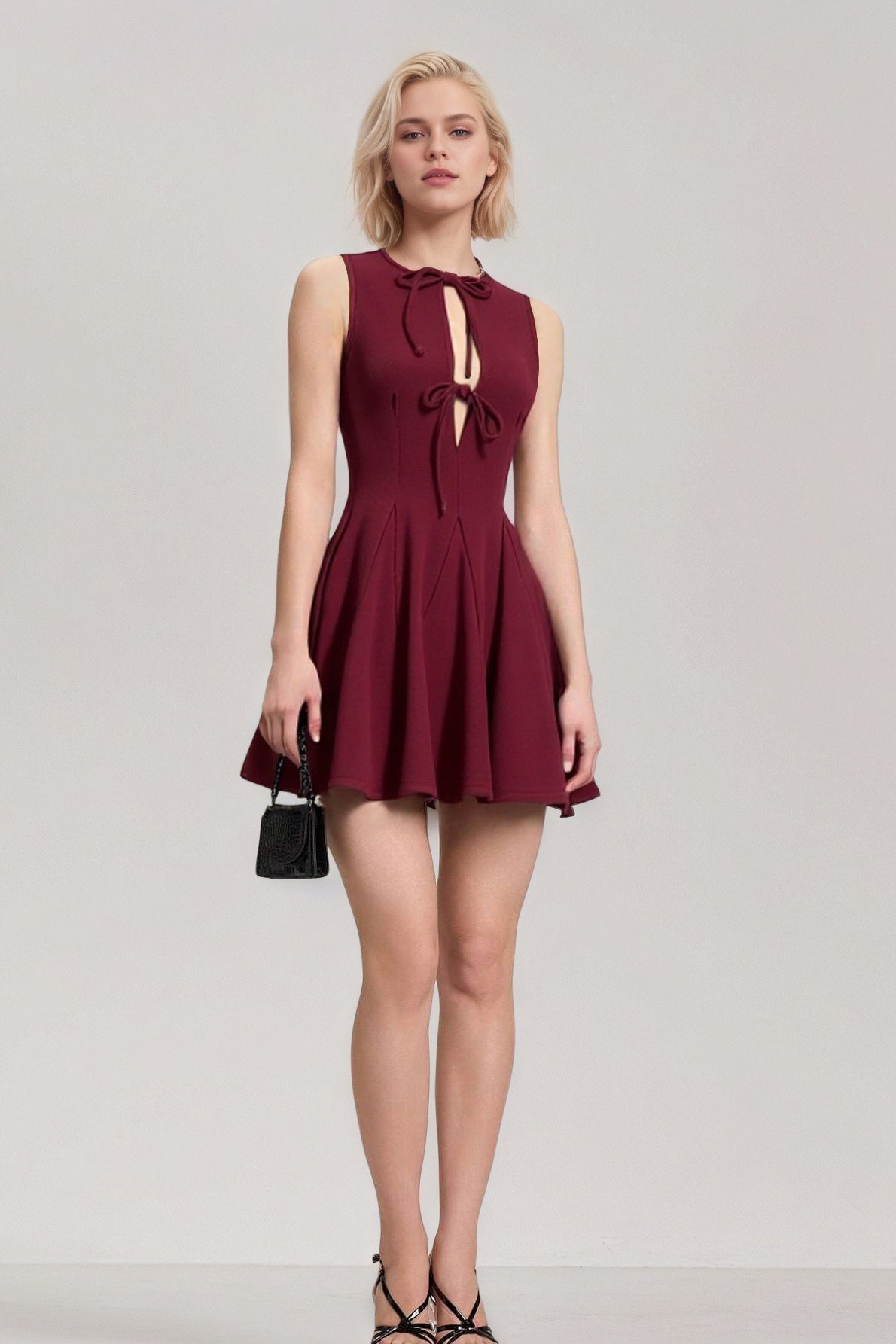 Corset Ruched Bow Detail Sleeveless Mini Dress