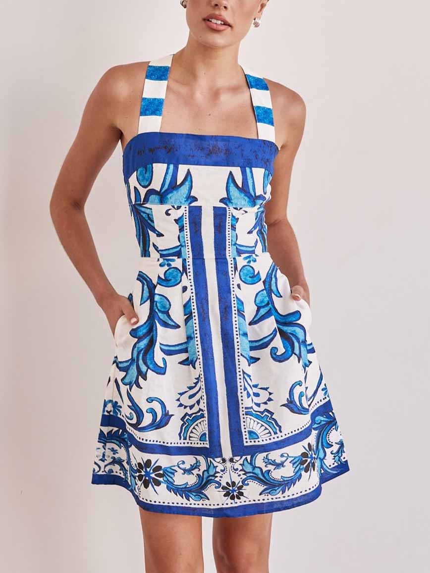 Exquisite Painted Botanical Print Camisole Mini Dress