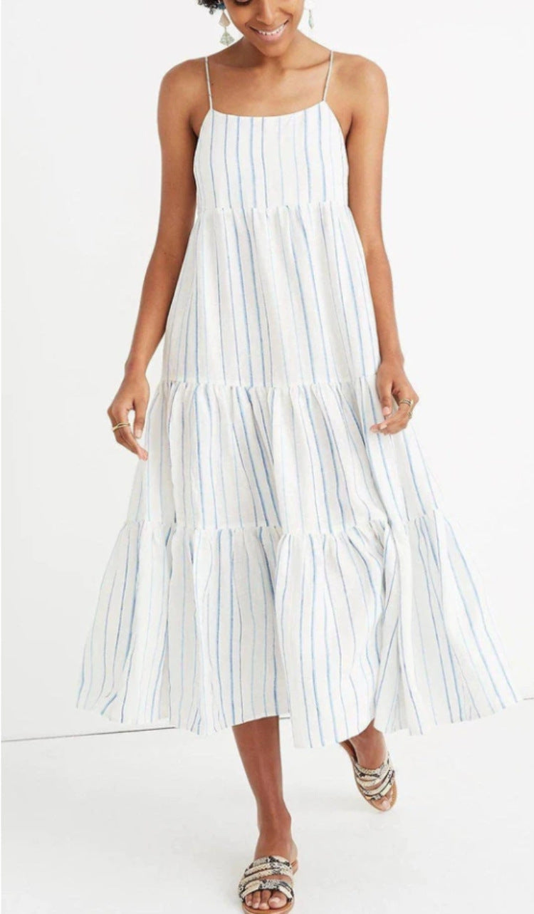 Down Lights Low Tiered Tassel Midi Dress