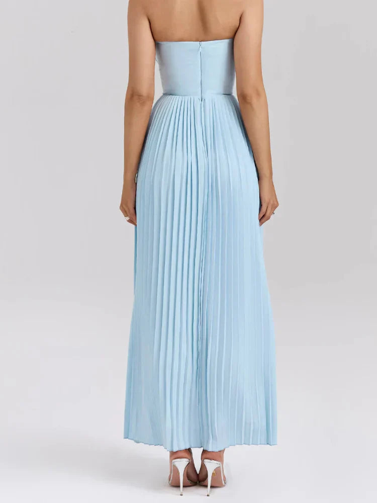 Blue Ocean Pleated Maxi Dress