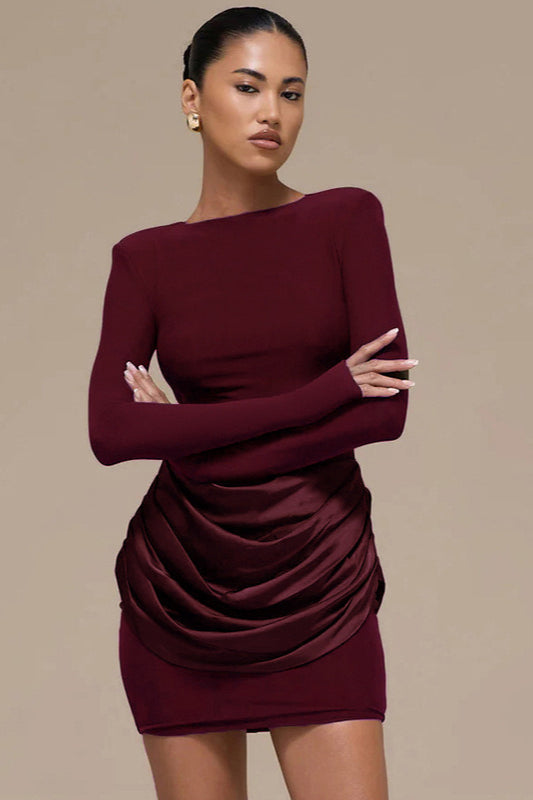 Color Solid Ruched Bodycon Dress