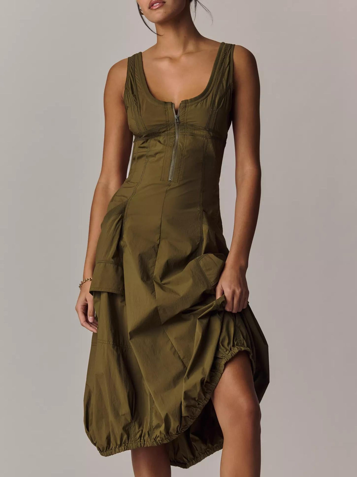Practice Daily Fastpack Bubble Hem Midi Dress